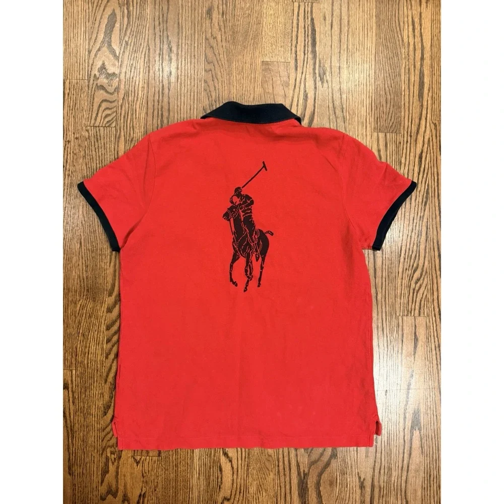 Ralph Lauren Polo Red Big Pony Polo Shirt Youth L‎ Red Black Short Sleeve Preppy